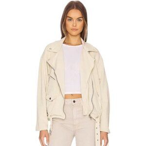 Free People Rebel Rebel Knit Moto Jacket Vanilla Creme Oversized Size Medium New